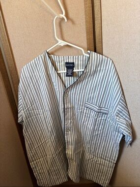 Puritan Blue and White Vertical Stripe Short Sleeve Sleep Shirt XL